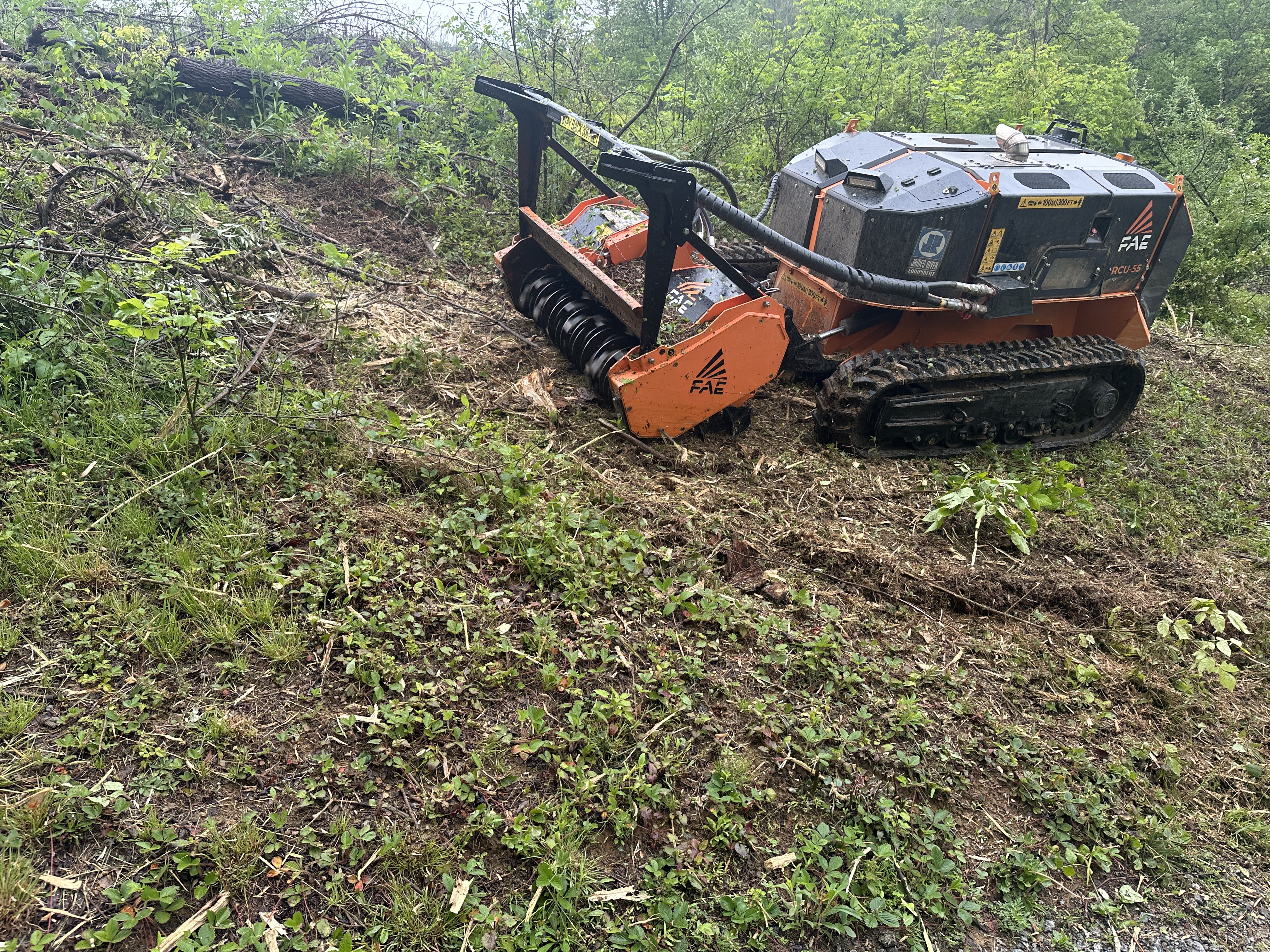 FAE mulcher working steep slope